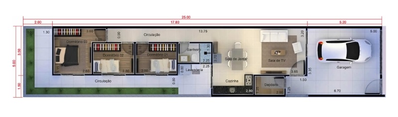 Planta Minha Casa Minha Vida com Design Moderno em Tijolo Ecológico (1)