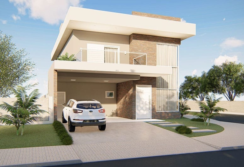 Planta de casa de esquina com 3 quartos usando o tijolo ecológico (2)