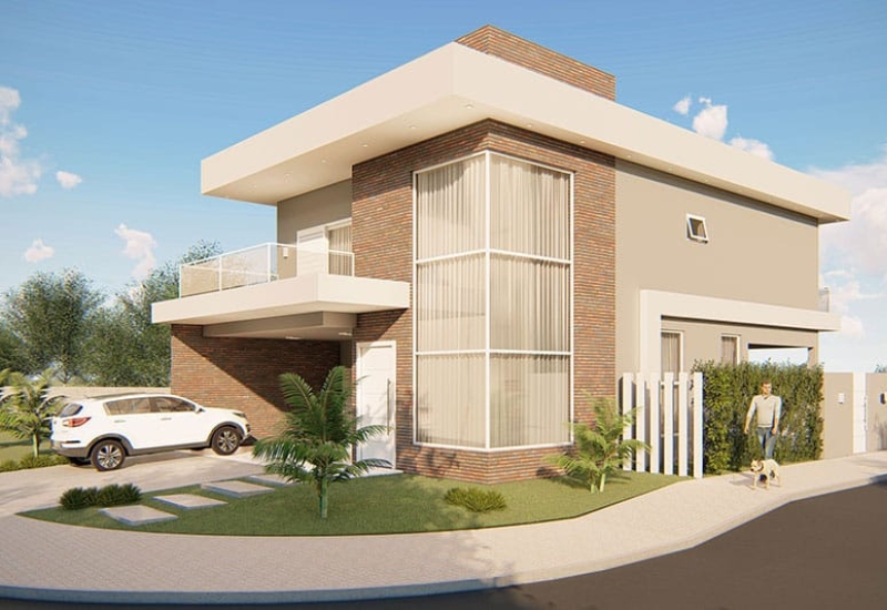 Planta de casa de esquina com 3 quartos usando o tijolo ecológico (4)
