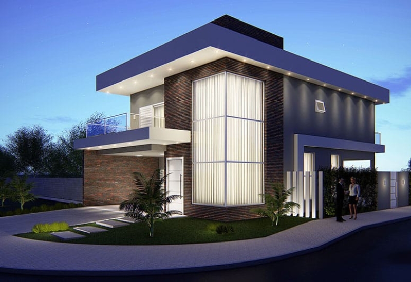 Planta de casa de esquina com 3 quartos usando o tijolo ecológico (6)