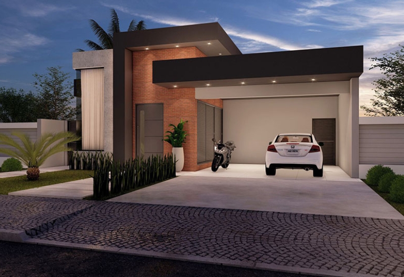 Projeto com fachada de tijolo ecológico de solo cimento