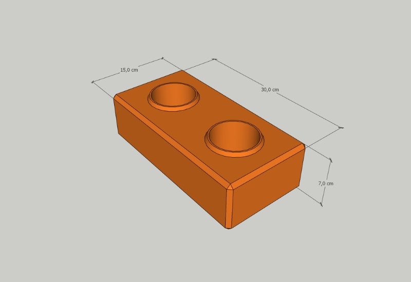 Tijolo ecológico de solo cimento 15x30x7 cm