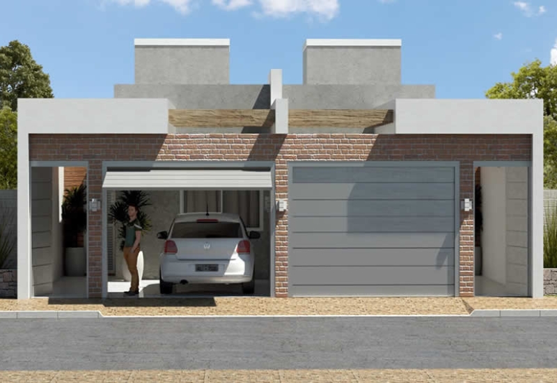 Segunda imagem de um projeto de modulação de uma casa térrea geminada construida com tijolos ecológicos à base de solo cimento padrão minha casa minha vida