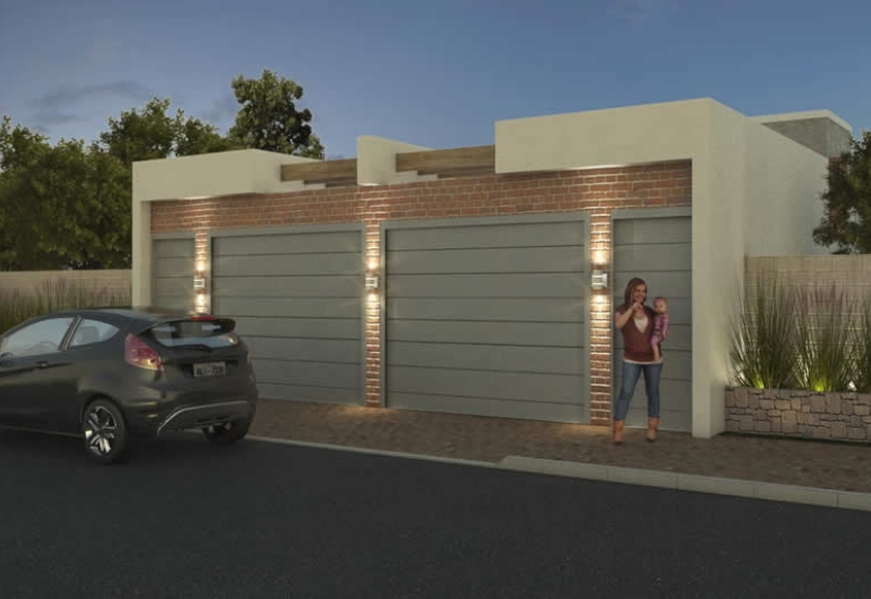Quarta imagem de um projeto de modulação de uma casa térrea geminada construida com tijolos ecológicos à base de solo cimento padrão minha casa minha vida