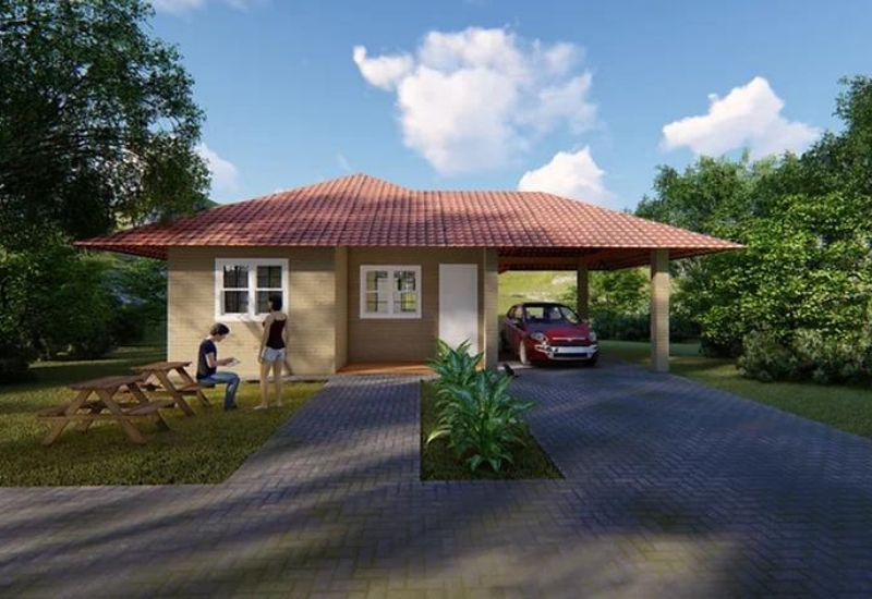 Projeto de casa em tijolo ecológico gratuito